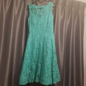 Blue lace midi dress